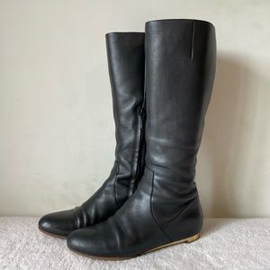 Cole Haan Astoria Leather Tall Boot Black Gold Women Size 7.5 B